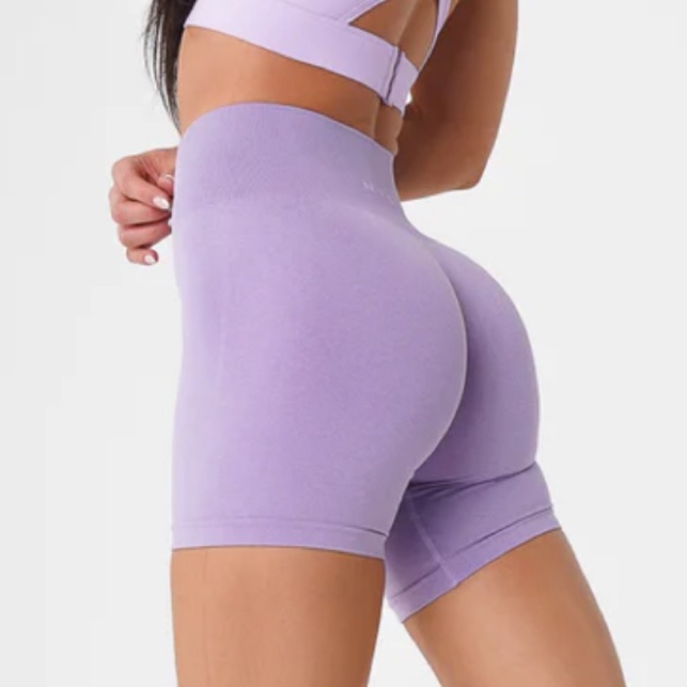 NVGTN lilac butt scrunch shorts